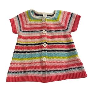 Baby Girl Striped Short Sleeve Sweater. Size: 6-9 months
